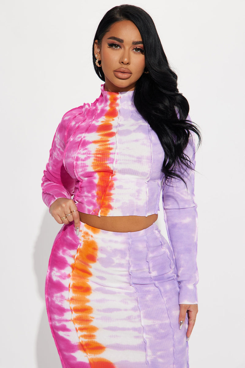 Talk To Me Tie Dye Midi Skirt Set - Hot Pink/combo | Fashion Nova ...