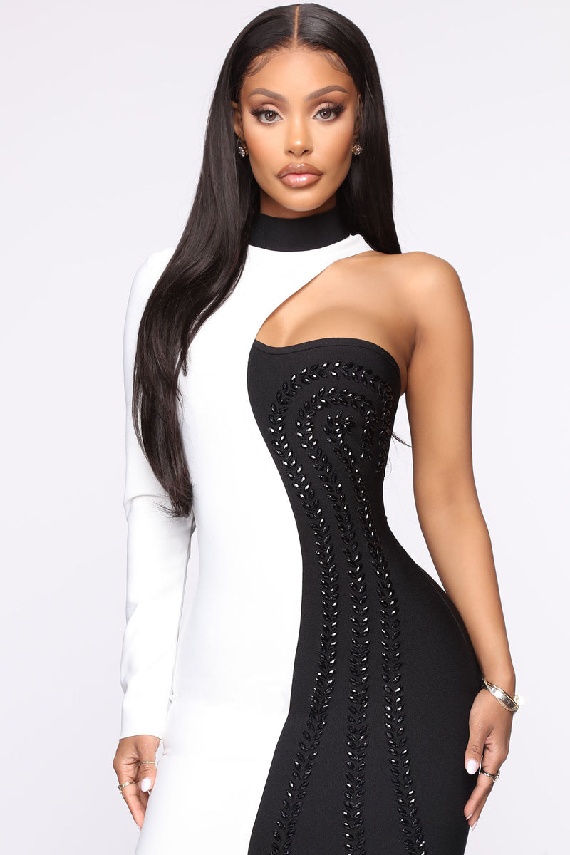 Notably Classy Bandage Midi Dress - Black/White | Fashion Nova, Dresses ...