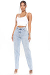 Took Him By Surprise Slim Fit Boyfriend Jeans - Light Blue Wash