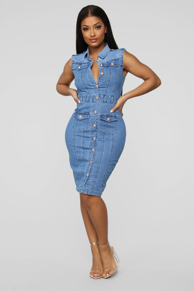 light wash denim dress