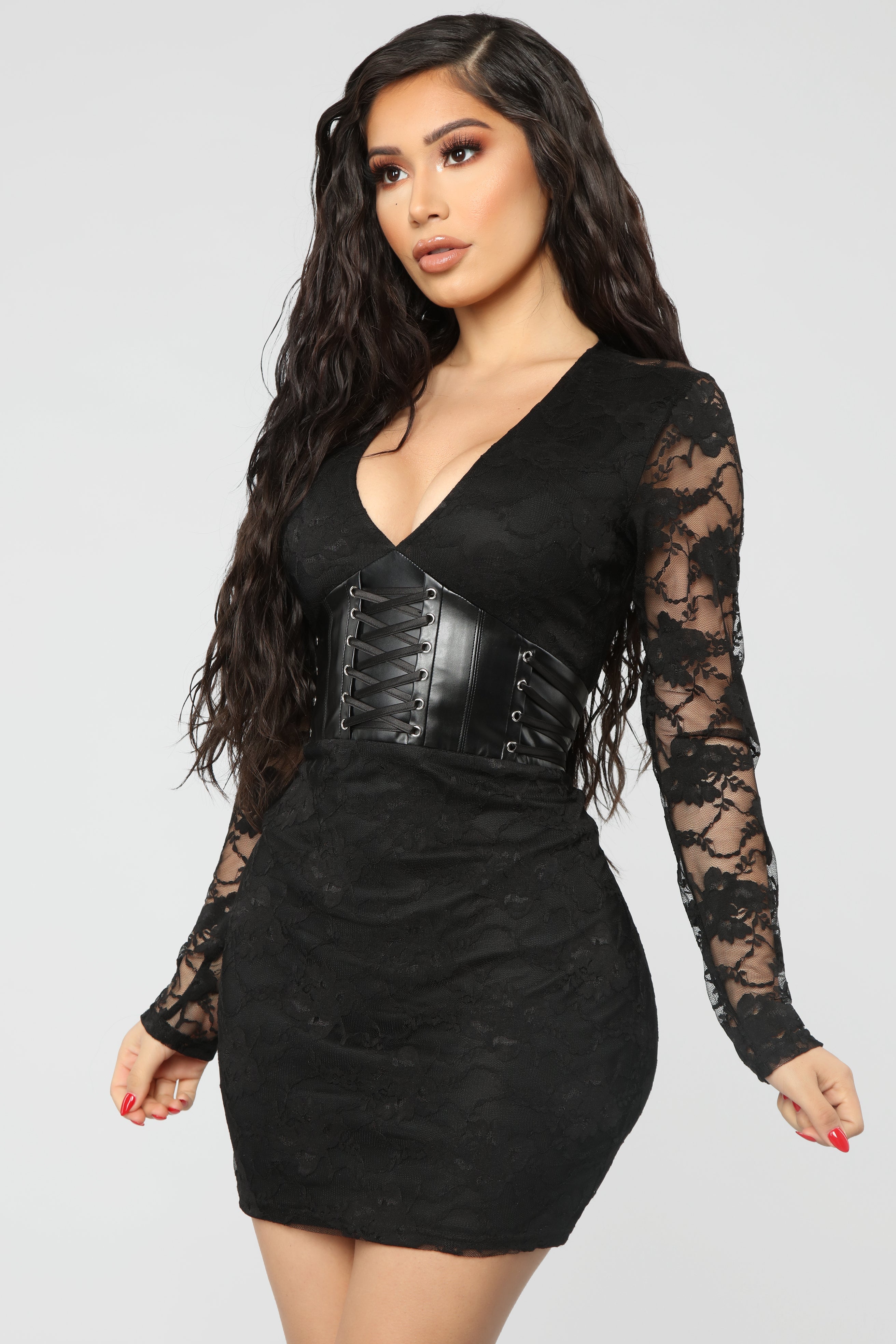 Mila Corset Mini Dress - Black, Fashion Nova, Dresses