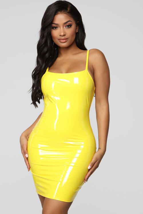 latex dress Yellow