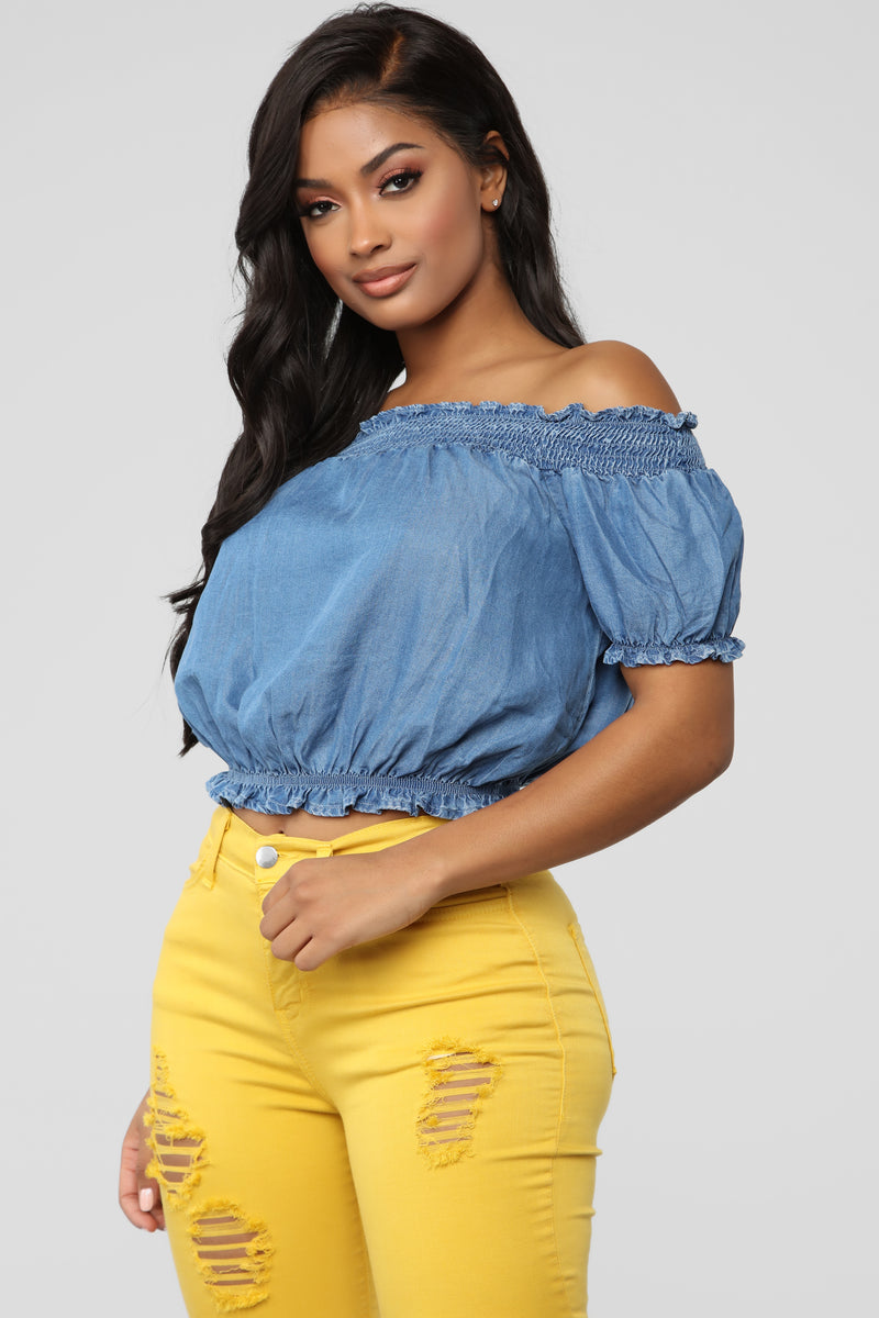 Let It Be Crop Top - MediumWash | Fashion Nova, Shirts & Blouses ...