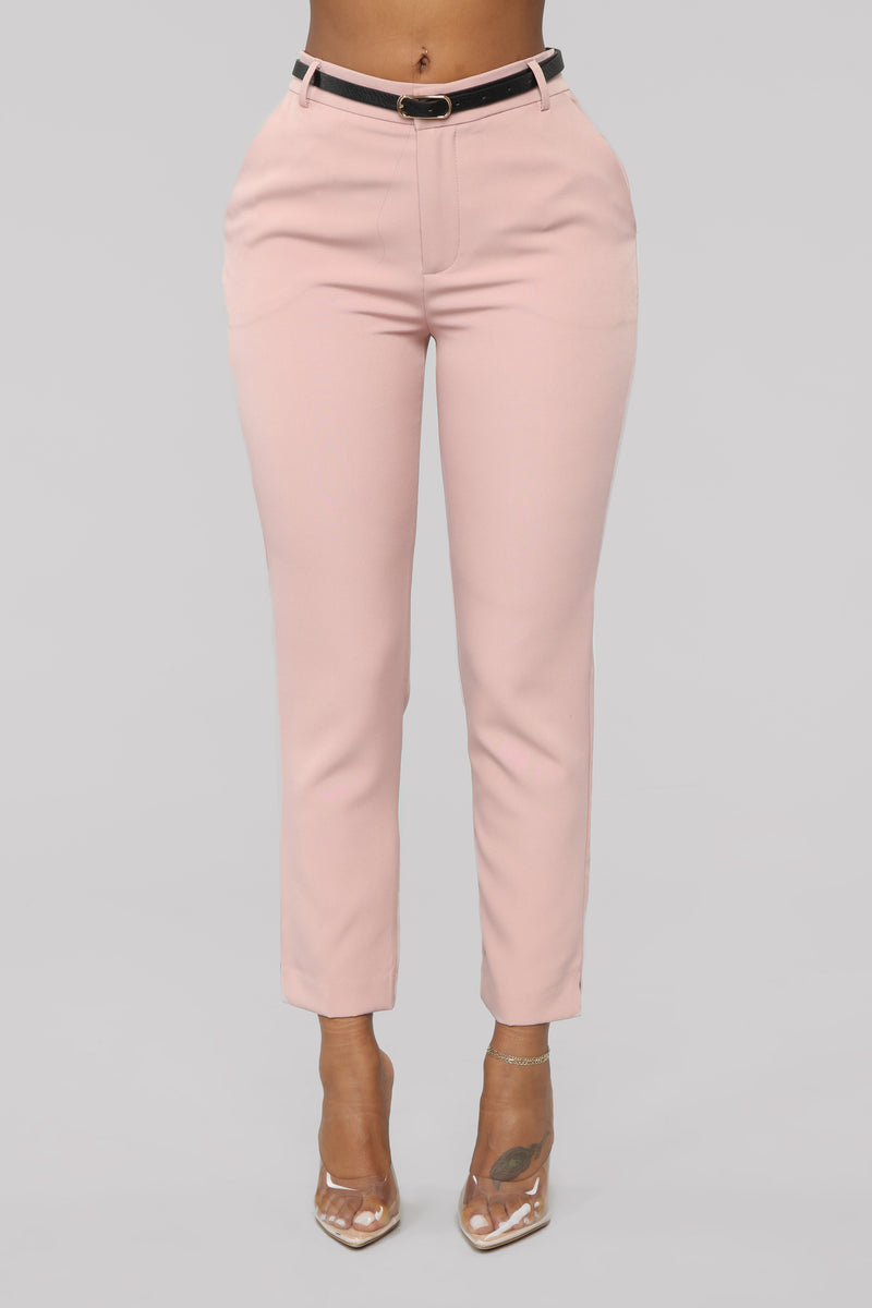 Here To Stay Belted Pants - Pink | Fashion Nova, Pants | Fashion Nova