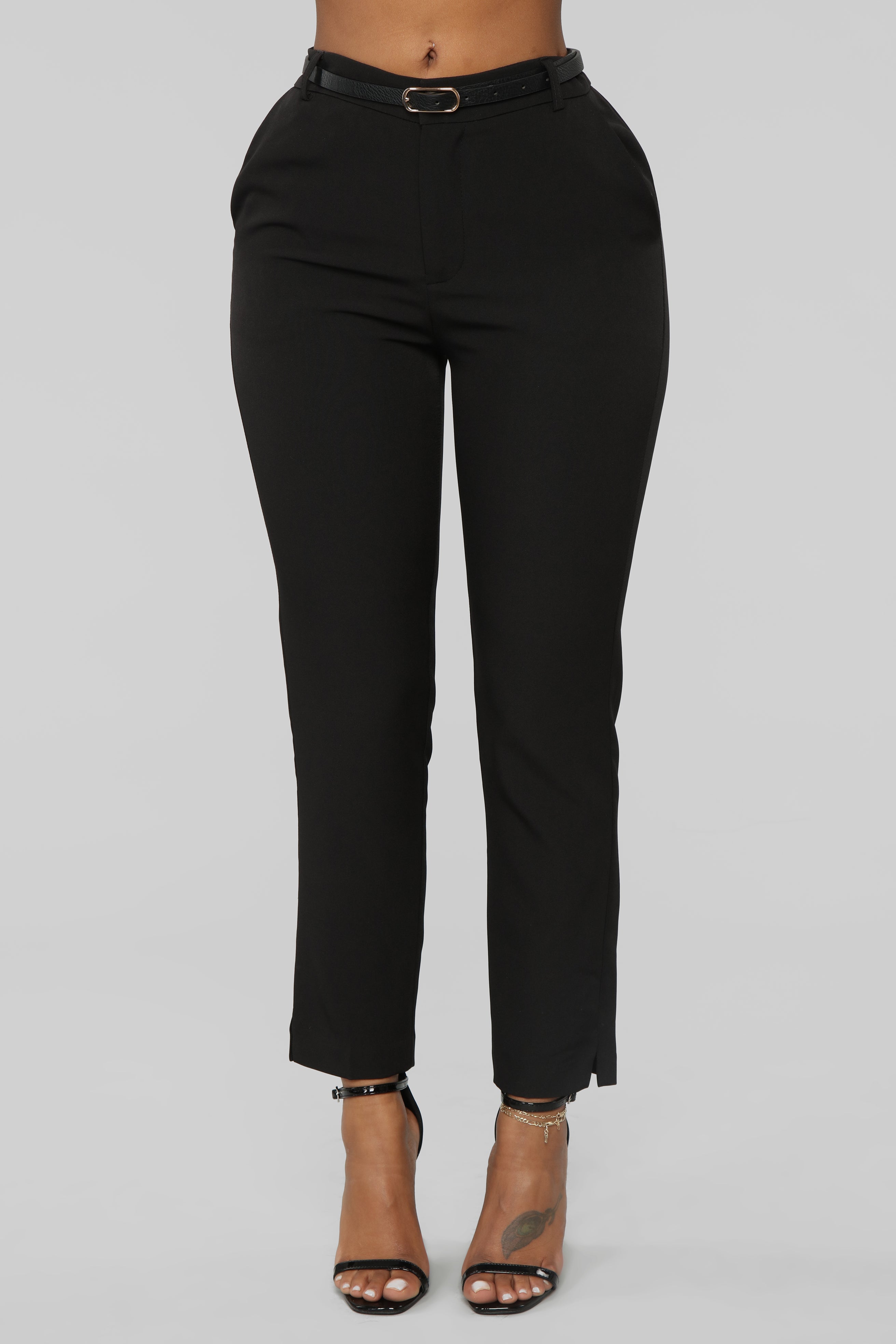 Here To Stay Belted Pants - Black