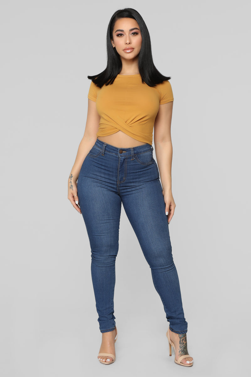 Holly Twist Front Tee - Mustard | Fashion Nova, Basic Tops & Bodysuits ...