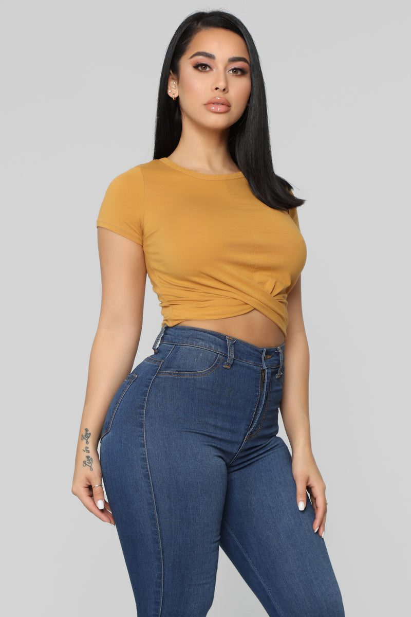 Holly Twist Front Tee - Mustard | Fashion Nova, Basic Tops & Bodysuits ...