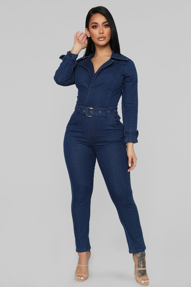 fashion nova blue jean jumpsuit