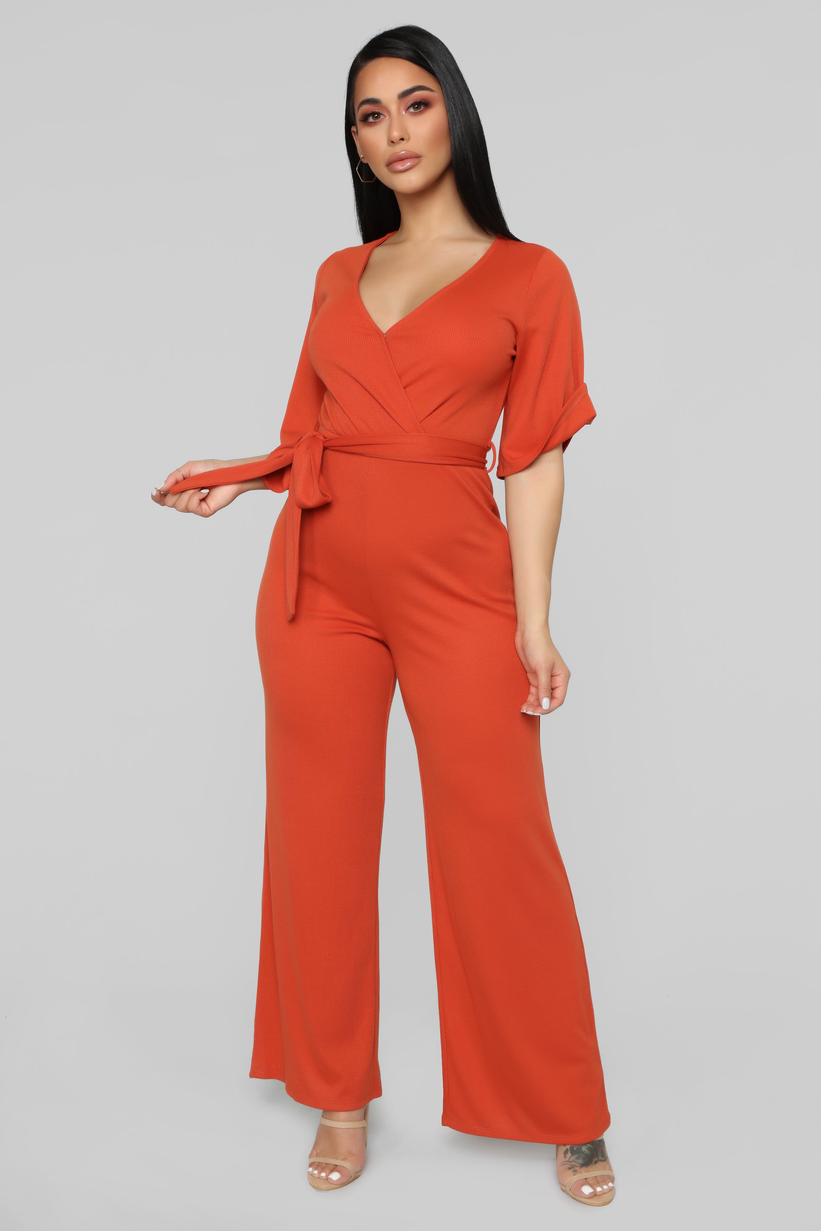 Your Go To Ribbed Jumpsuit - Rust – Fashion Nova