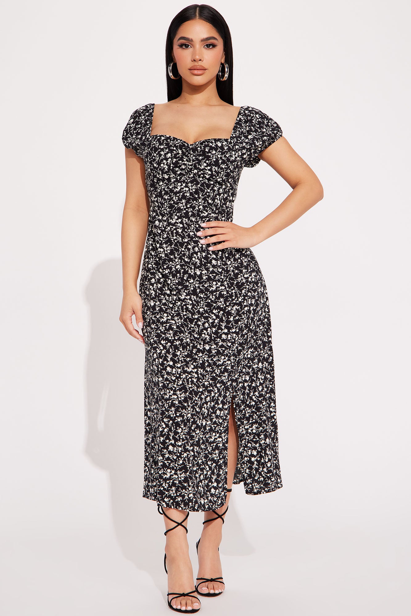 Sunshine Days Midi Dress - Black/White