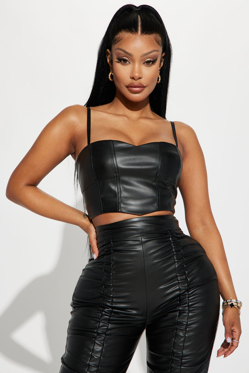 Always Dangerous Faux Leather Pant Set Black Fashion Nova Matching Sets Fashion Nova 8513