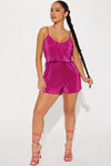 Adriana Plisse Romper - Magenta