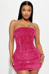 Kara Sequin Mini Dress - Hot Pink