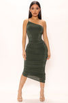 On Board Slinky Midi Dress - Hunter