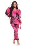 Best For Last Floral Blazer Set - Pink/combo