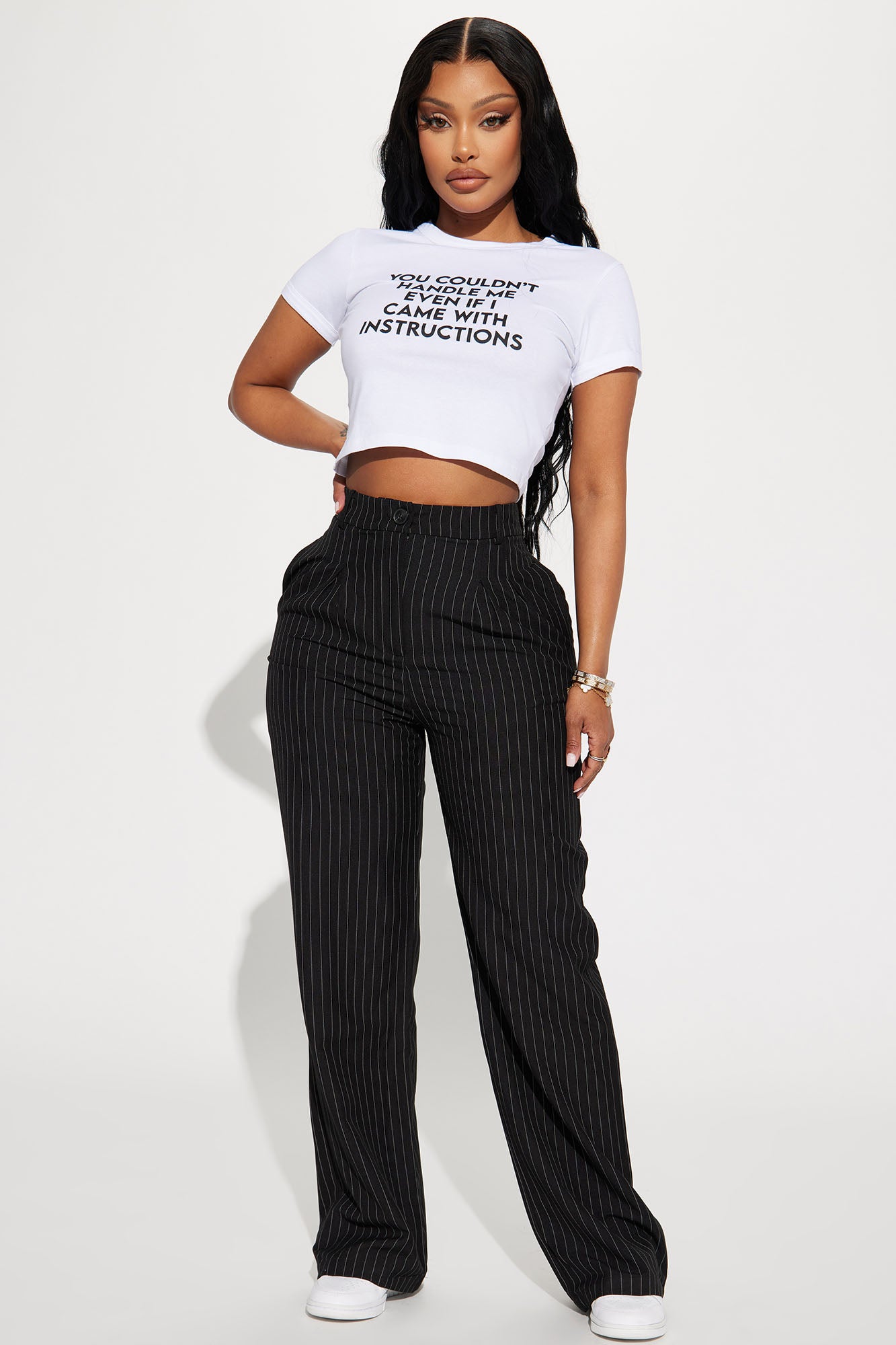 Missguided Tall coord straight leg trouser in black pinstripe  ASOS