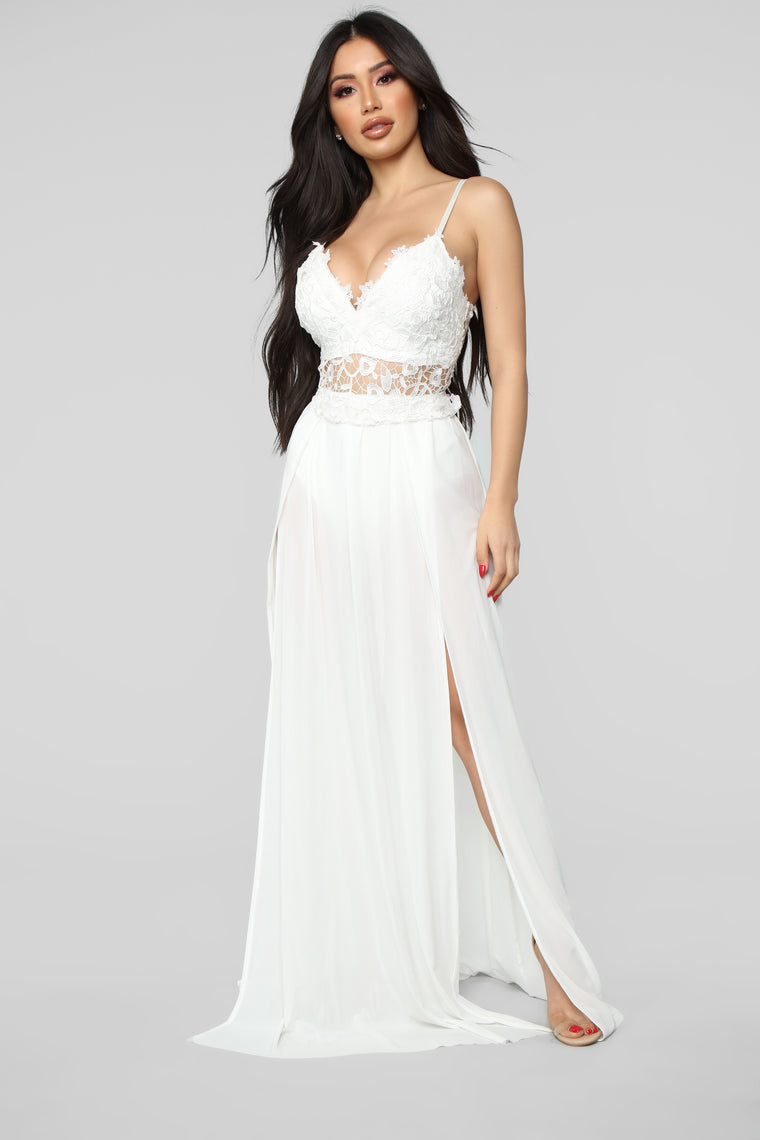 crochet maxi dress white