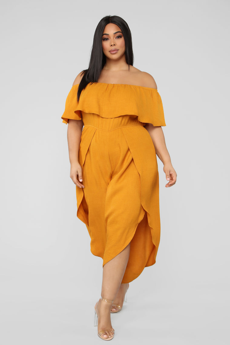 Change Your Perception Jumpsuit - Mustard - Jumpsuits - Fashion Nova