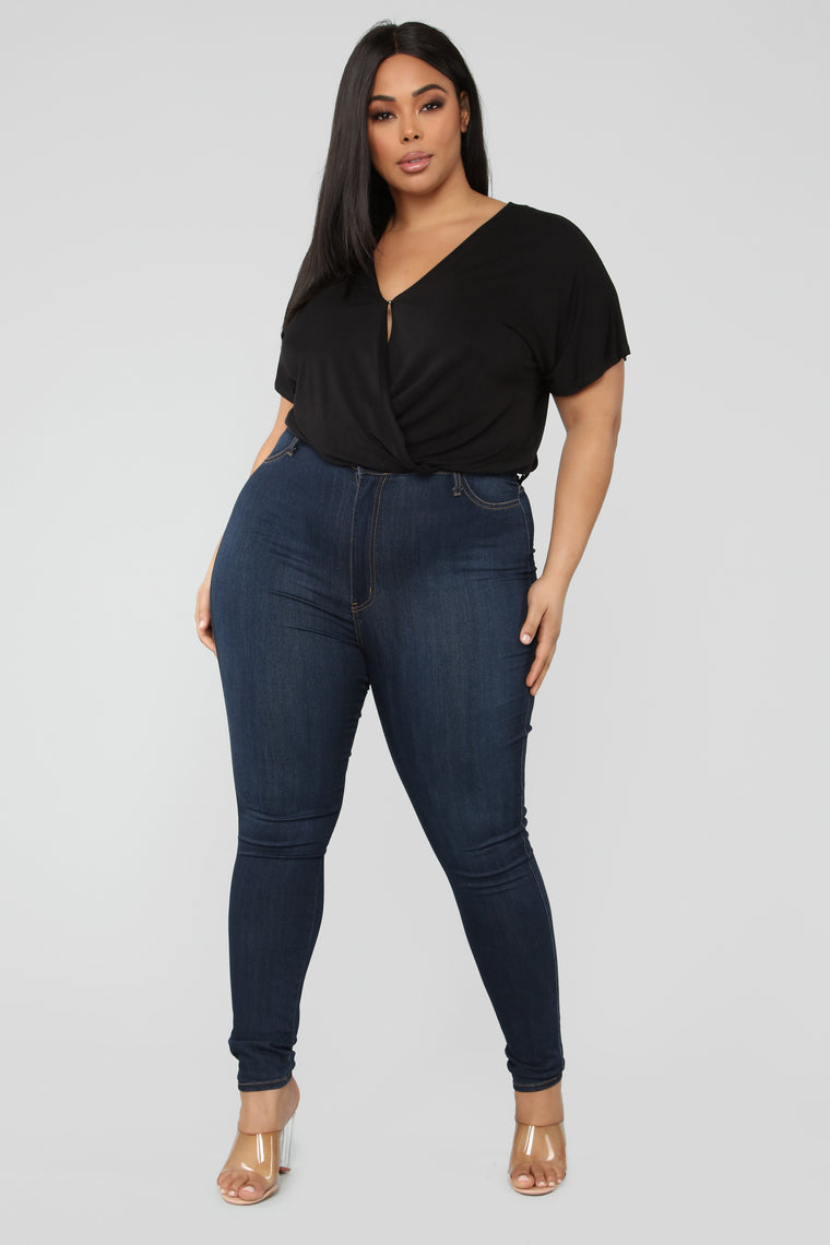 Hey You Surplice Top - Black – Fashion Nova