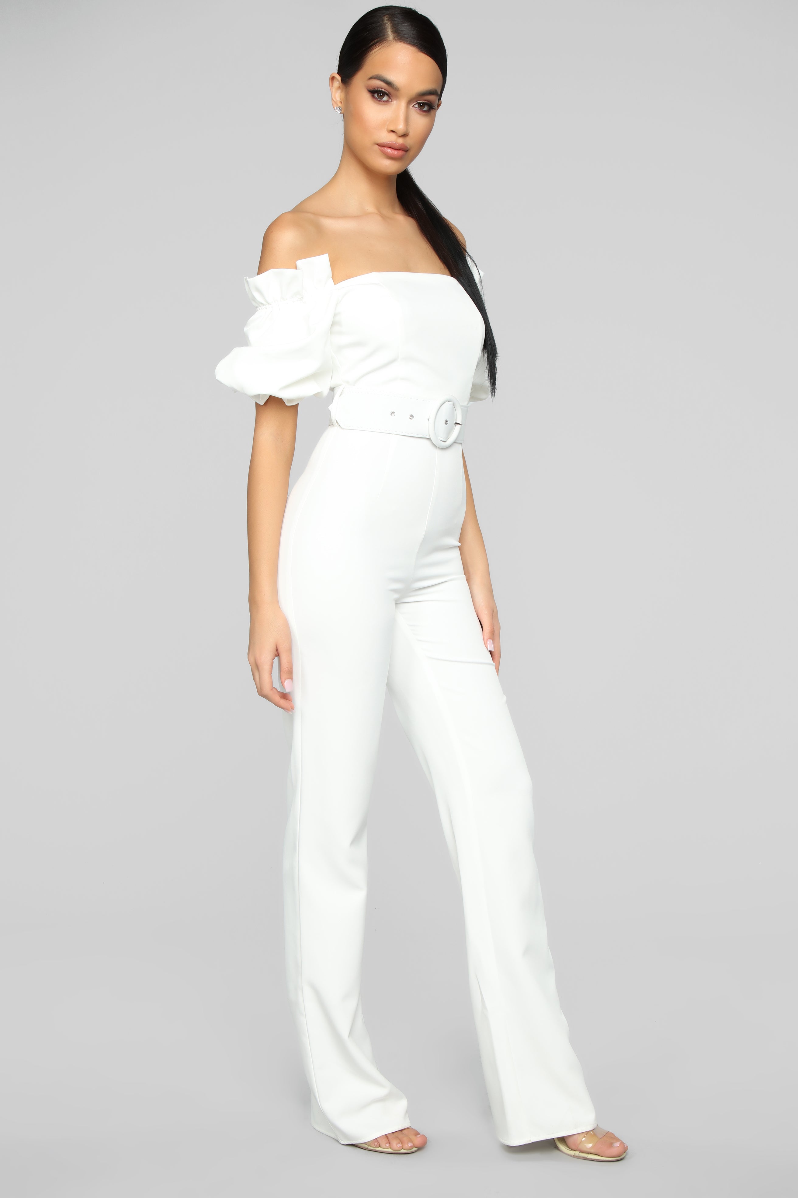 white puff sleeve jumpsuit