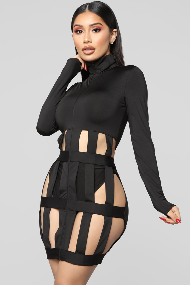 fashion nova black cut out dress