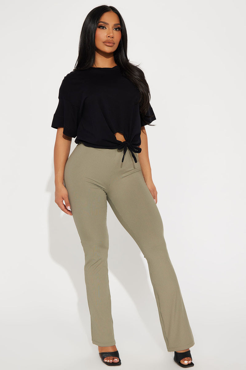 Mylah Ribbed Flare Pant - Olive | Fashion Nova, Pants | Fashion Nova