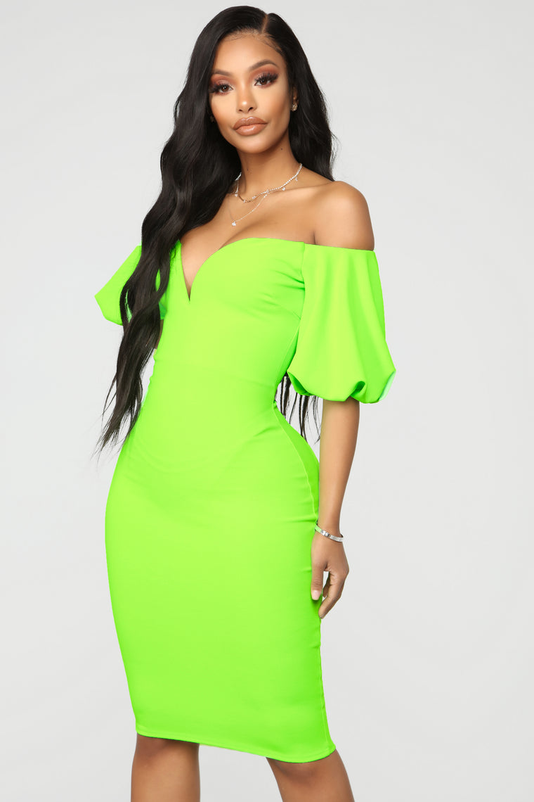 lime green dress fashion nova