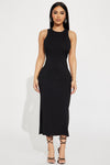 On The Daily Ribbed Midi Dress - Black