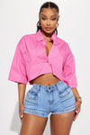 Busy Weekends Poplin Shirt - Hot Pink