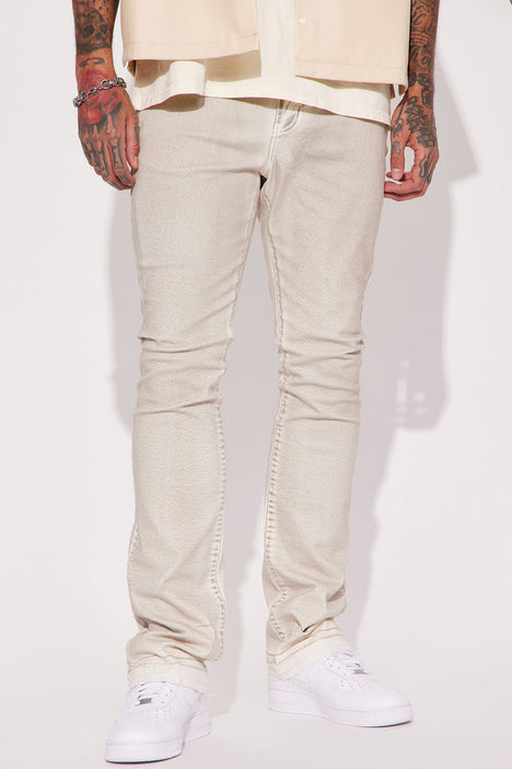 Hard At Work Stacked Skinny Flare Jeans - Off White