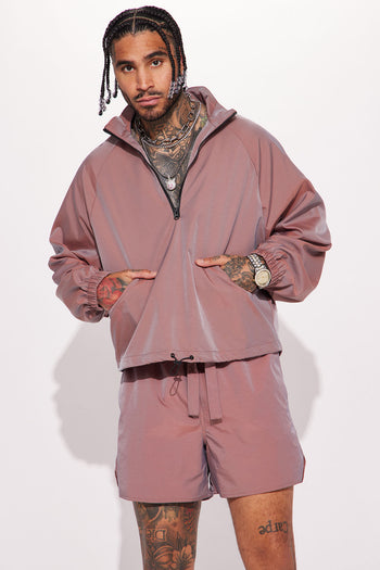 Keep It Up Nylon Anorak Jacket - Mauve