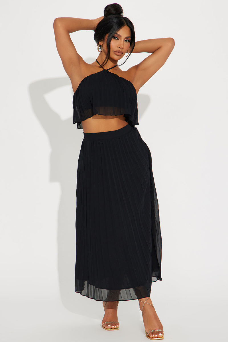 Nicolle Pleated Skirt Set - Black | Fashion Nova, Matching Sets ...