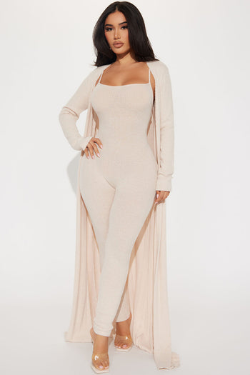 Women's Audrina Backless Jumpsuit in Taupe Size Medium by Fashion Nova