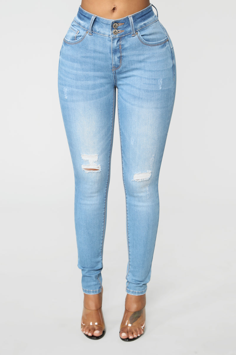 Heartbreaker Distressed Skinny Jeans - Light Blue Wash | Fashion Nova ...