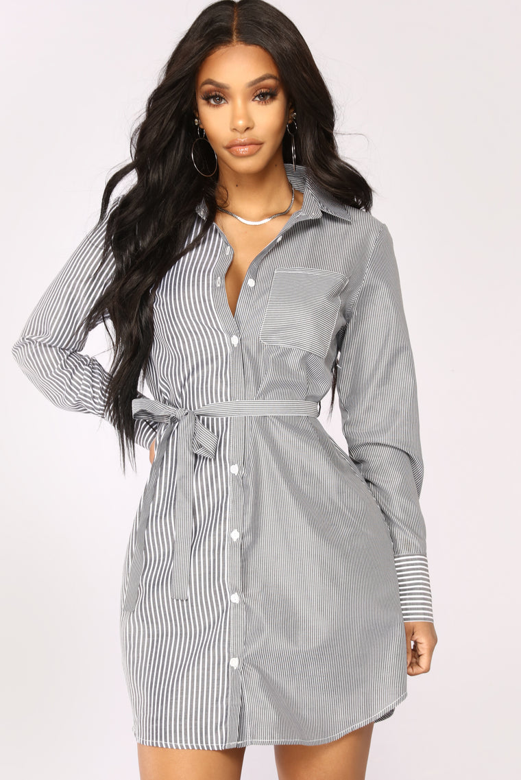 fashion nova white shirt dress