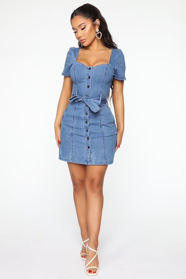 blue jean dress fashion nova