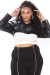 Pop It Crop It Faux Leather Jacket - Black