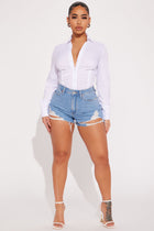 Thoroughfare Ripped Non Stretch Denim Shorts - Light Blue Wash