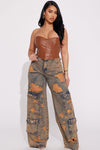 Riley Ripped Baggy Cargo Jean - Copper