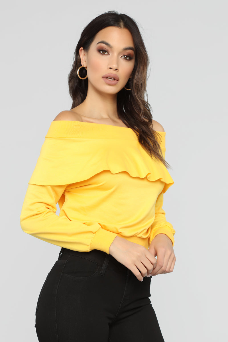 Kayla Off Shoulder Top - Yellow | Fashion Nova, Knit Tops | Fashion Nova