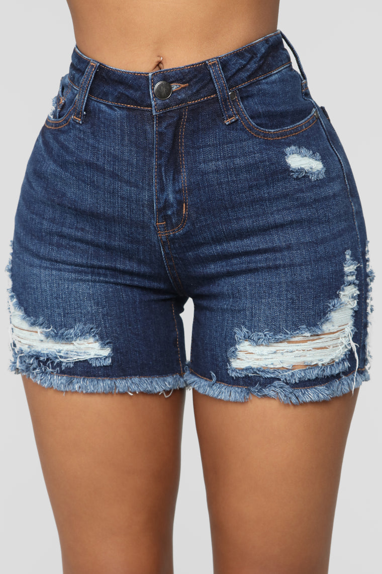 Another Day In Paradise High Rise Shorts - Dark Denim - Jean Shorts ...