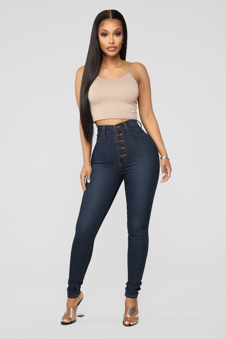 Classic Button Up Skinny Jeans Dark Denim Jeans Fashion Nova