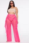 Sunshine See Through Cover Up Pant - Fuchsia