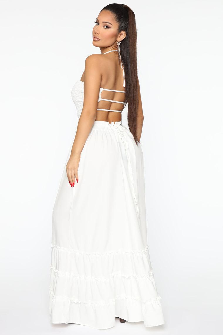 white halter maxi dresses