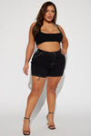 Never Settle Contrast Stitch Short - Black