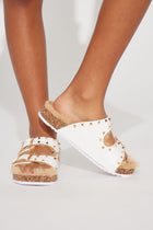 Mini Faux Fur Buckle Sandals - White