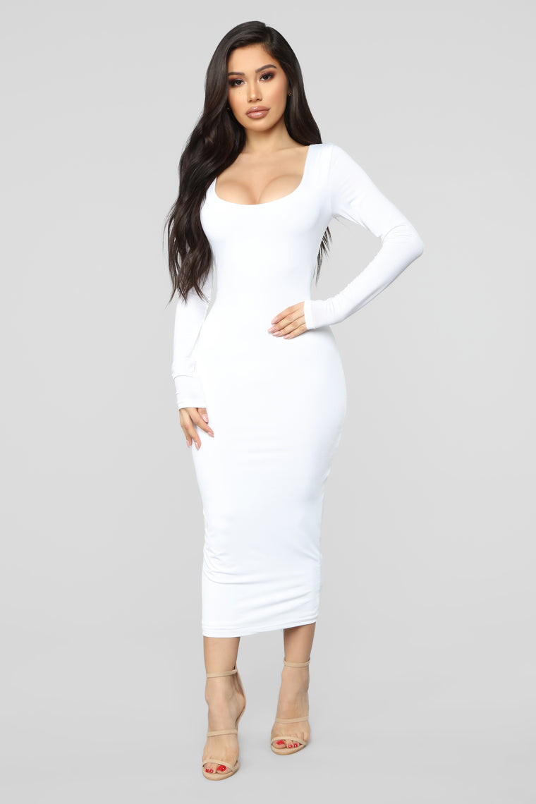 long white dress fashion nova