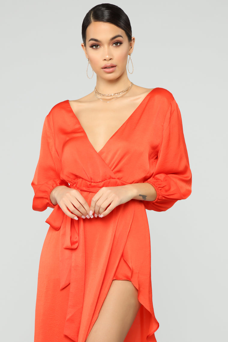 sheer orange dress