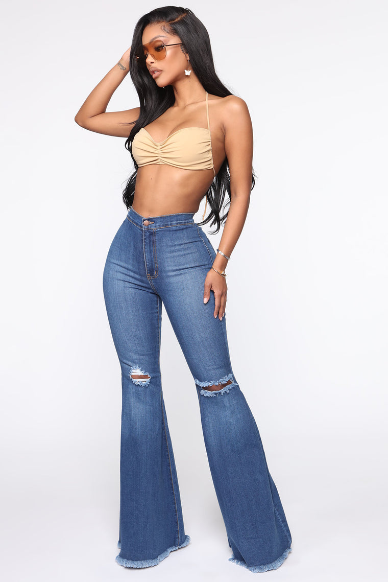 plus size distressed bell bottom jeans
