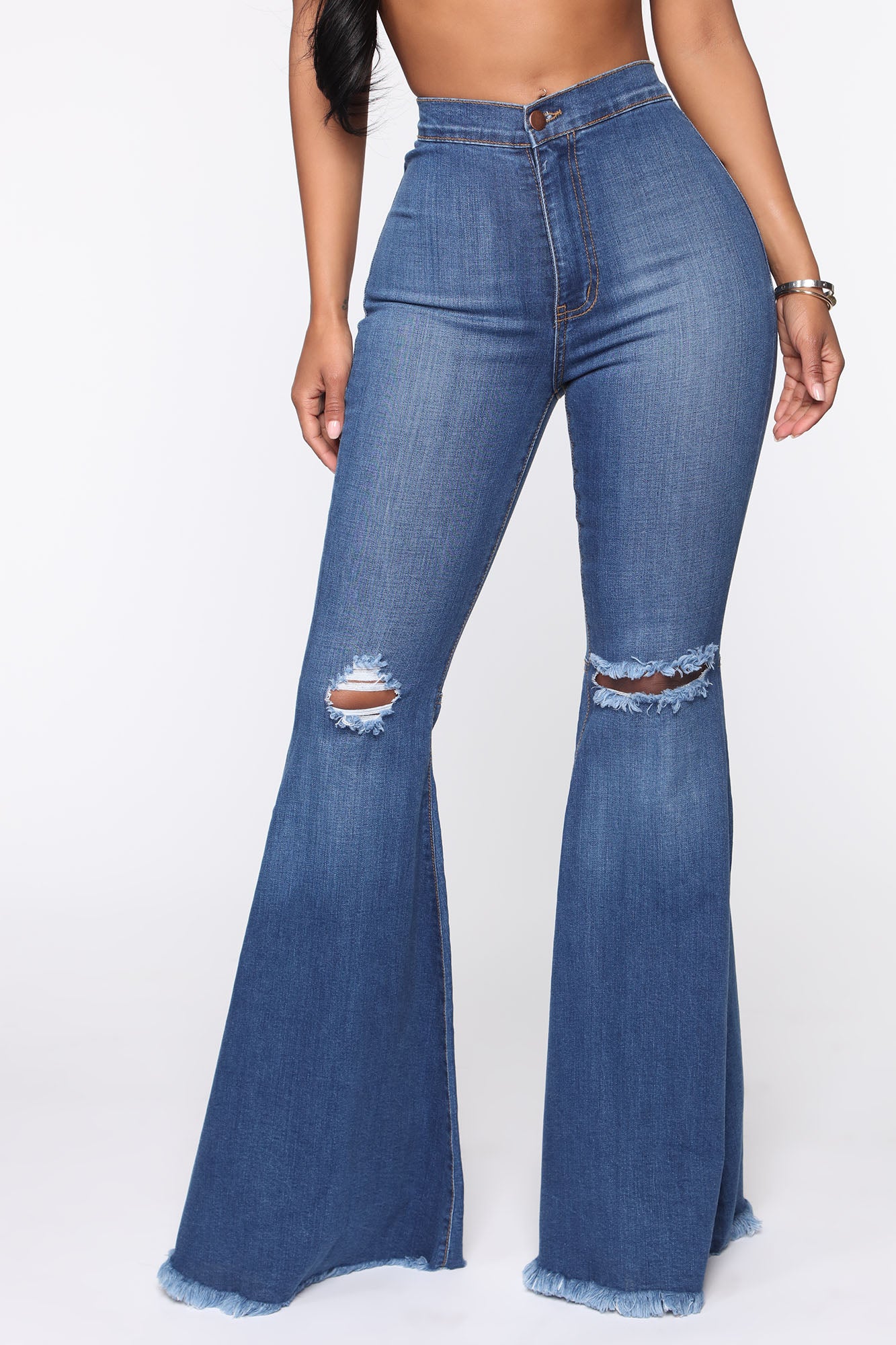 Mystery Solved Extreme Bell Bottom Jeans Medium Blue Wash Fashion Nova 